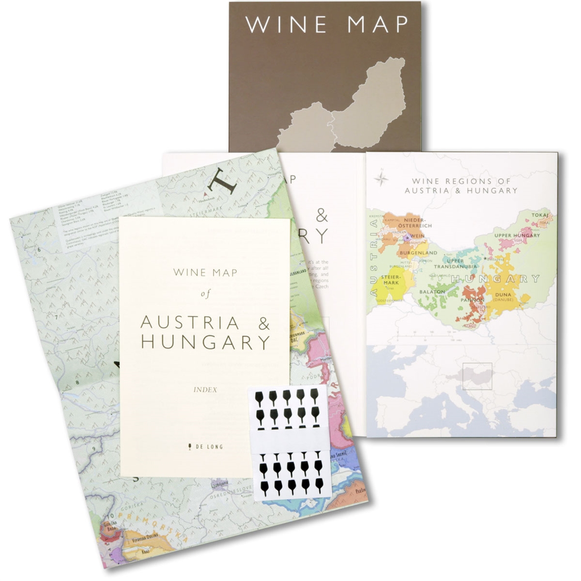 De Long’s Wine Map of Austria and Hungary - Bookshelf Edition