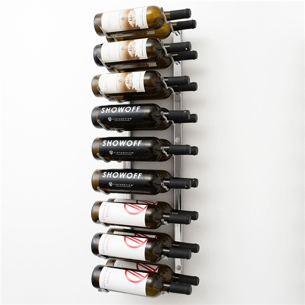 VintageView Wall Mounted W Series 3 - 18 Bottle Wine Rack 2 Deep - Platinum 3ft