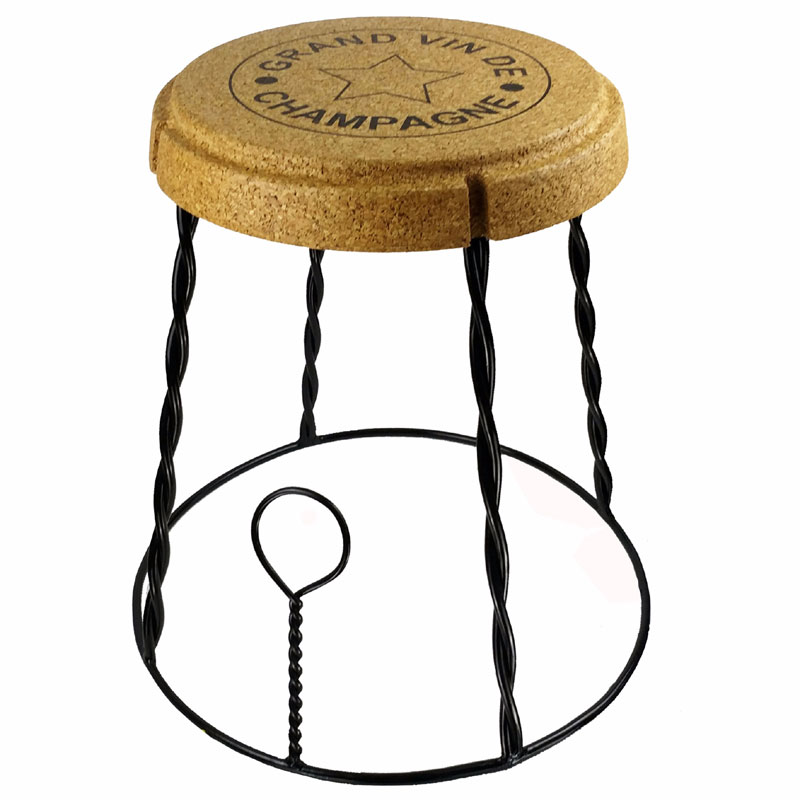 XL Giant Champagne Cork Wire Cage Side Table - Black