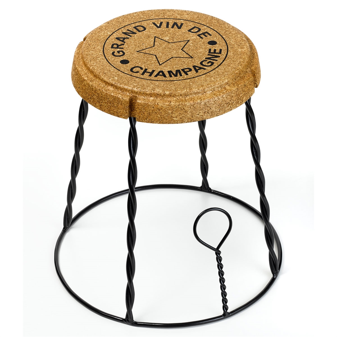 XL Giant Champagne Cork Wire Cage Side Table - Black