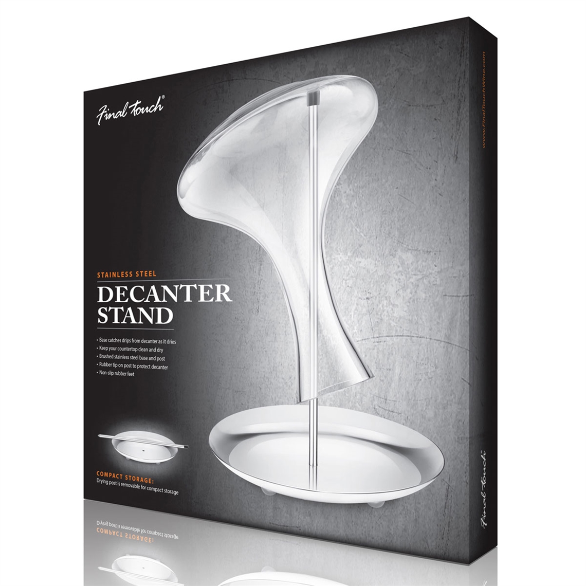 Final Touch Decanter Dryer Brushed Steel - Solid Base