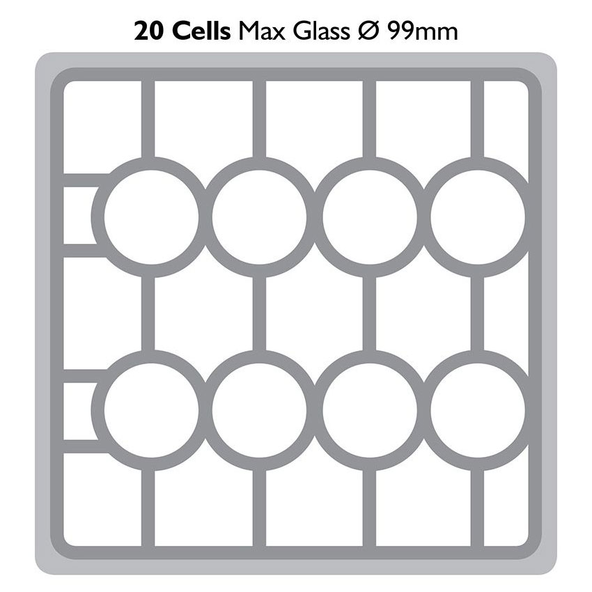 Fries Glass Washer Tray 500 x 500mm - 20 Glasses - 99mm Cell