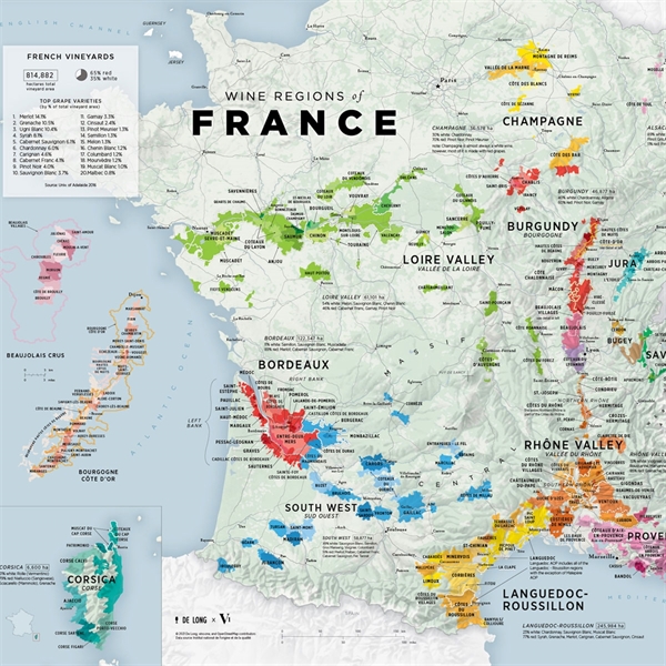 De Long’s VINO.ONE Series Wine Map of France