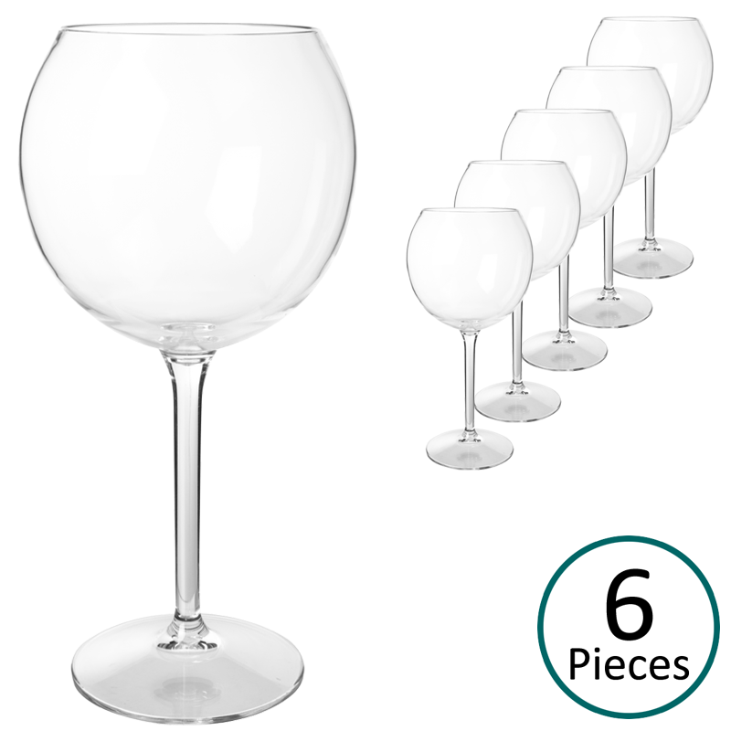 Tritan Plastic Reusable Stemmed Gin Goblet/Cocktail Glasses 630ml - Set of 6