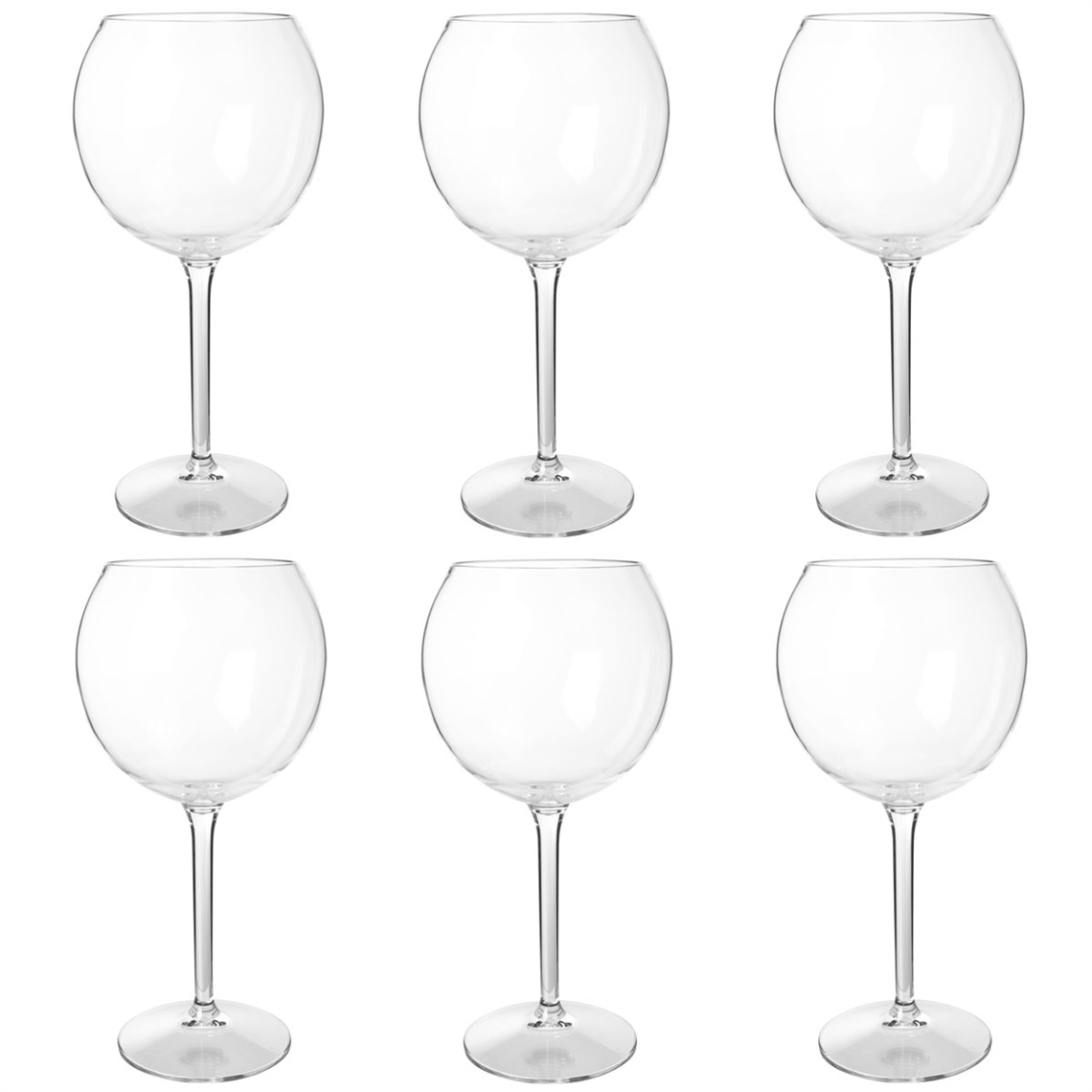 Tritan Plastic Reusable Stemmed Gin Goblet/Cocktail Glasses 630ml - Set of 6