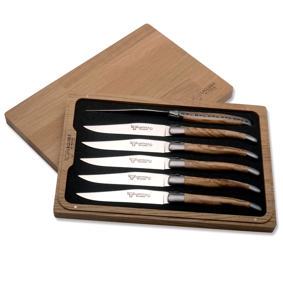 Laguiole en Aubrac 6 Piece Steak Knives Set - Olive Wood Handles