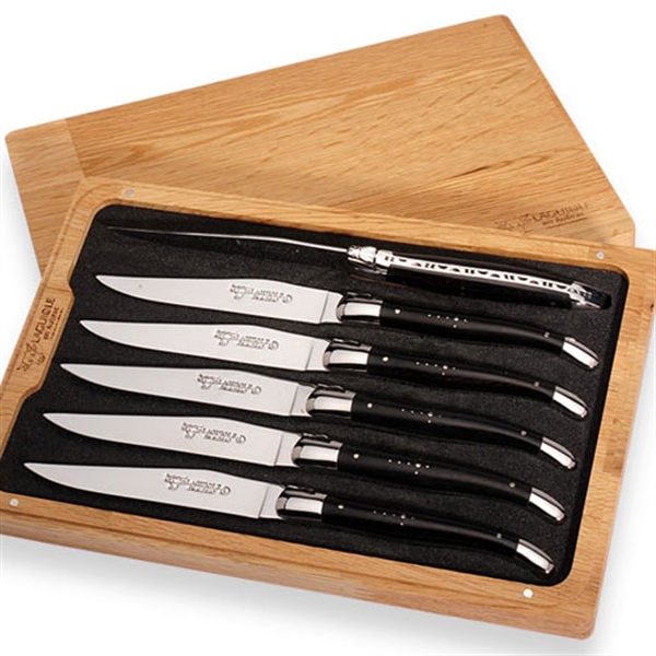 Laguiole en Aubrac 6 Piece Steak Knives Set - Ebony Wood Handles