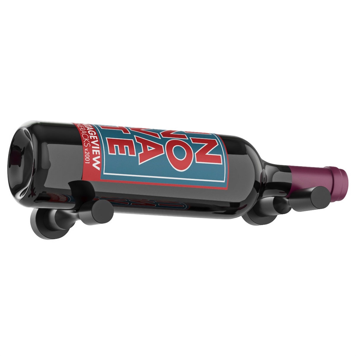 VintageView Wall Mounted Vino Series - Vino Pins 1 Bottle Wine Rack - Black