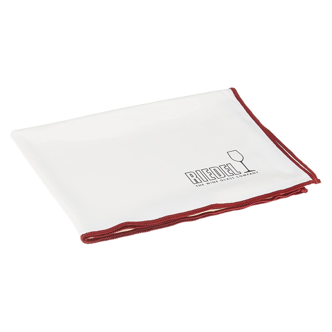 Riedel Microfibre Cleaning Polishing Cloth - White with Burgundy Trim