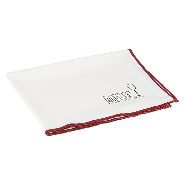 Riedel Microfibre Cleaning Polishing Cloth - White with Burgundy Trim