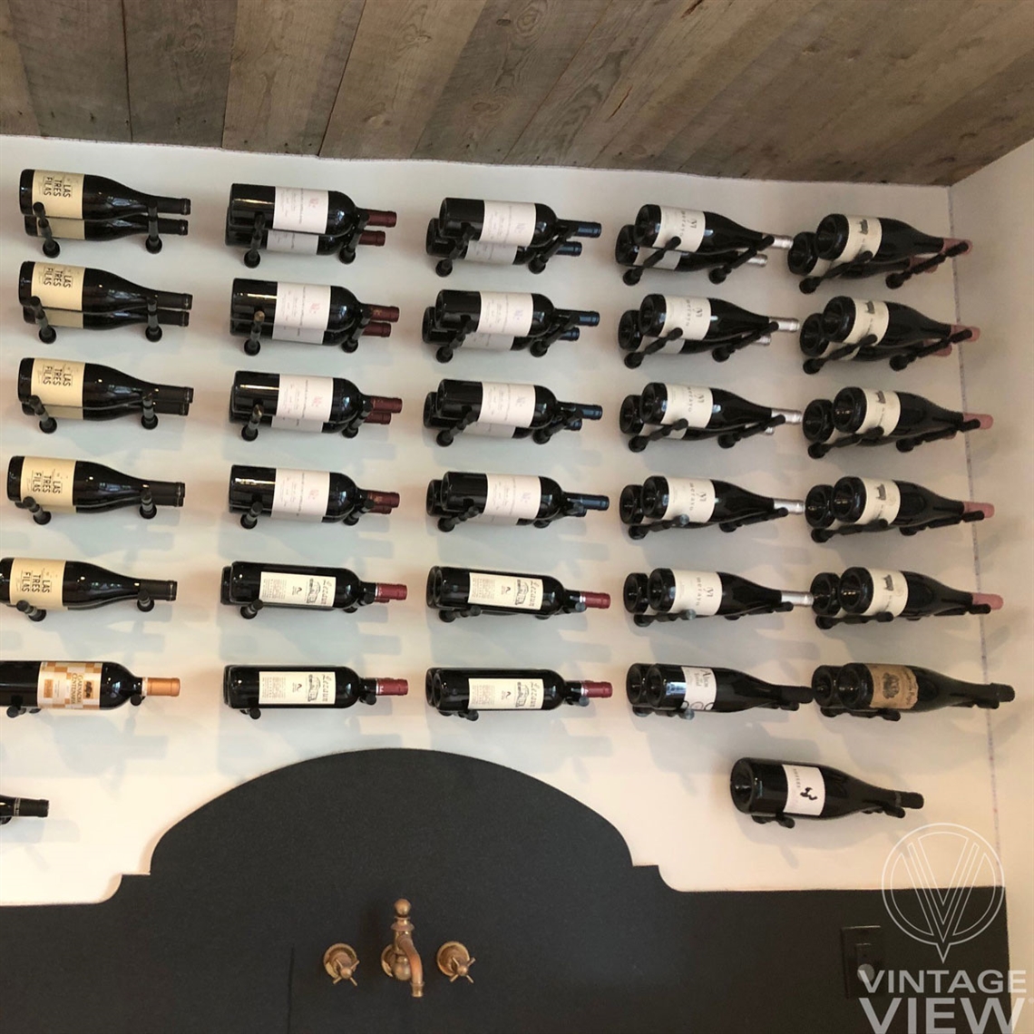 VintageView Wall Mounted Vino Series - Vino Pins 2 Bottle Wine Rack - Black