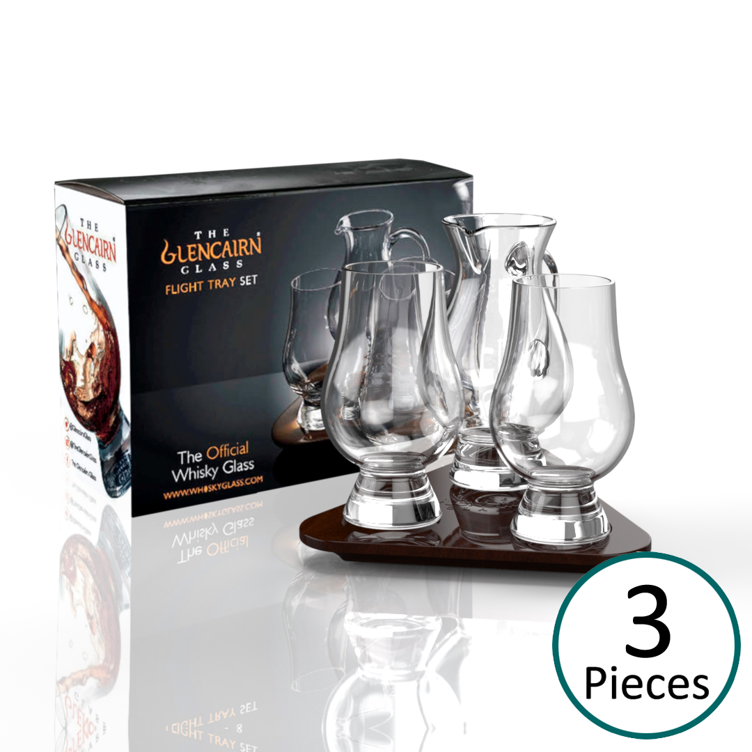 The Glencairn Official Whisky Glass and Whisky Jug Flight Tasting Tray - Set of 2 Glasses & 1 Jug