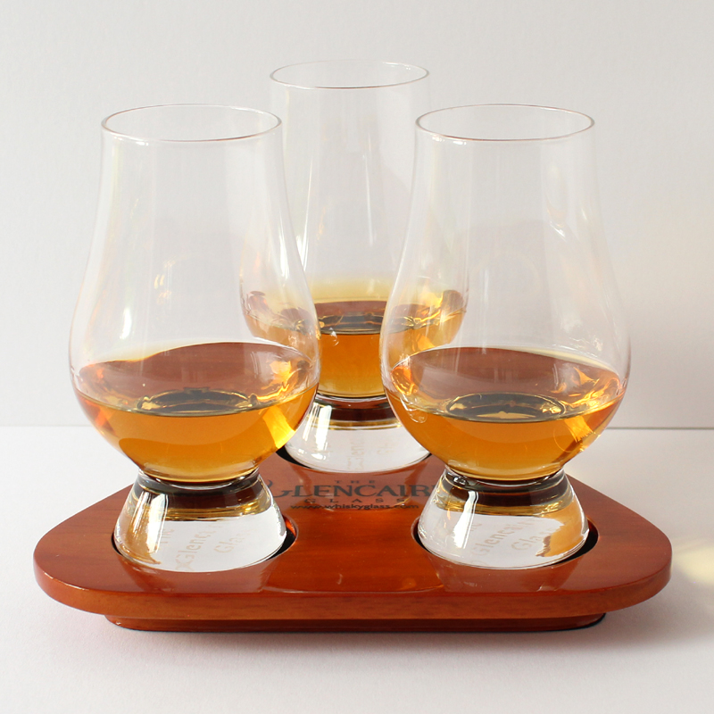 The Glencairn Official Whisky Glass Flight Tasting Tray - Set of 3