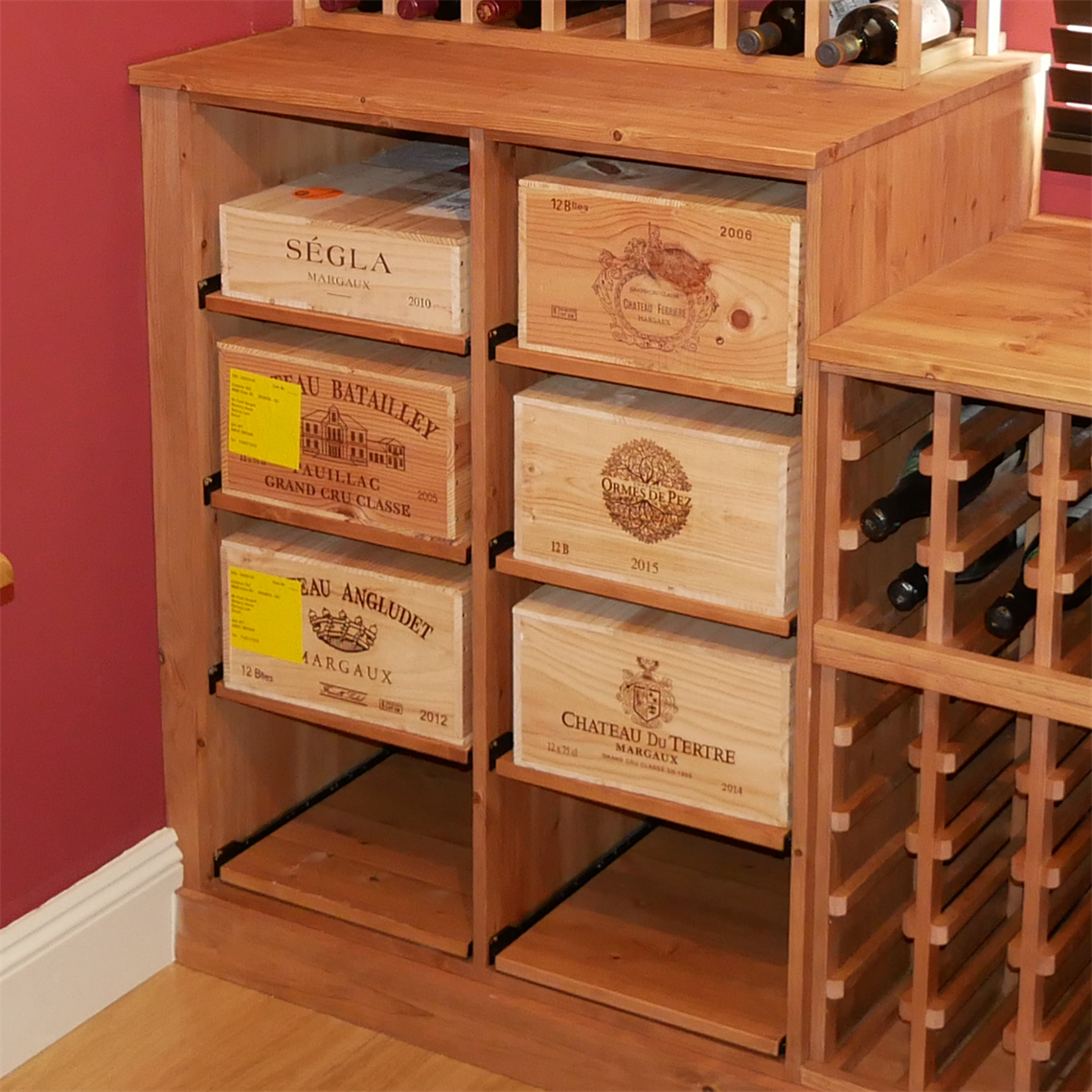 Wooden Wine Bottle Case Rack - 6 Drawer