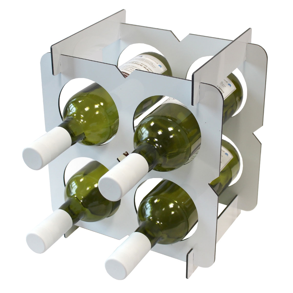 Display Wine Flat Pack Countertop Wine Rack 4 Bottle Box - White