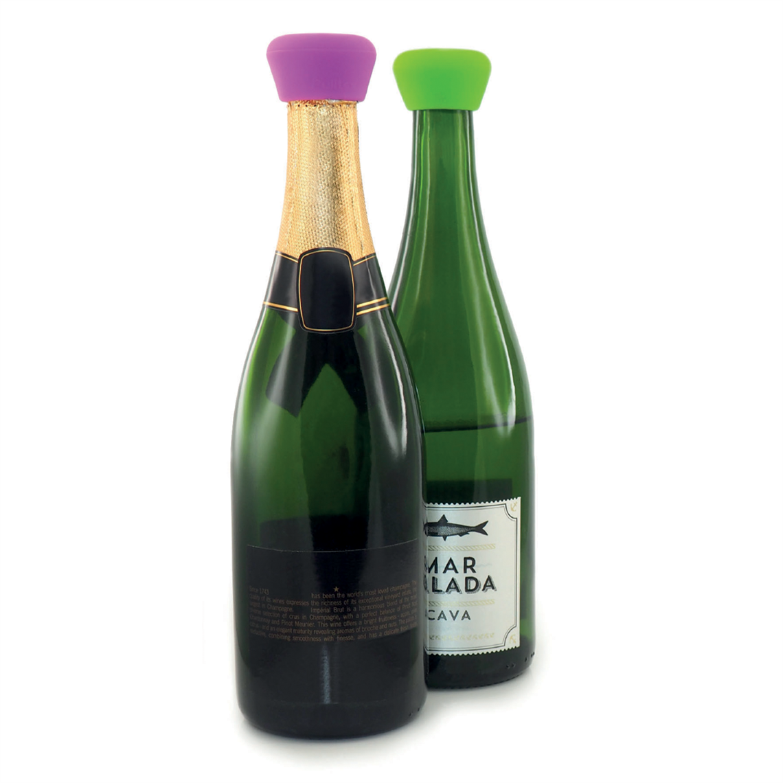 Pulltex Silicone Champagne & Sparkling Wine Bottle Stopper - Black - Set of 2