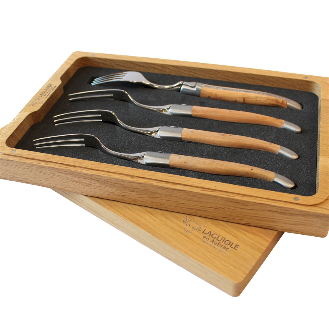 Laguiole en Aubrac 4 Piece Fork Set - Juniper Wood Handles
