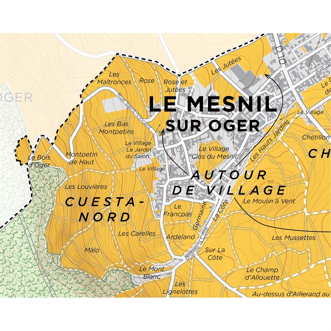 De Long’s Map of Côte des Blancs Champagne - Le Mesnil-sur-Oger Grand Cru