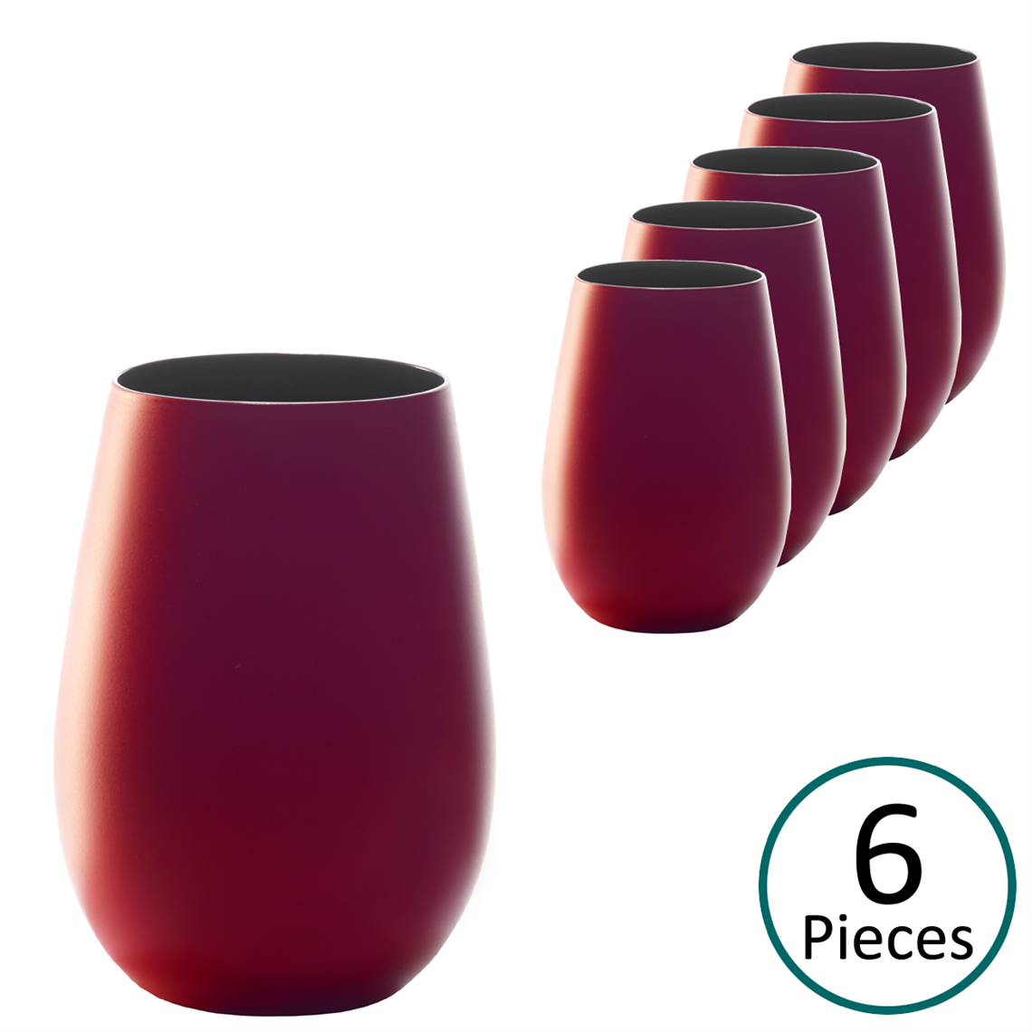 Stolzle Elements Red & Black Water/Mixer Tumbler Glass 465ml - Set of 6	
