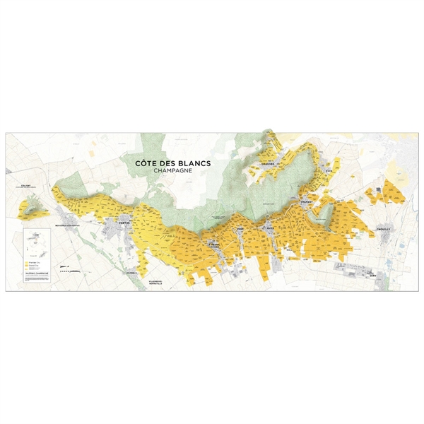 De Long’s Wine Map of Côte des Blancs Champagne - Wine Regions
