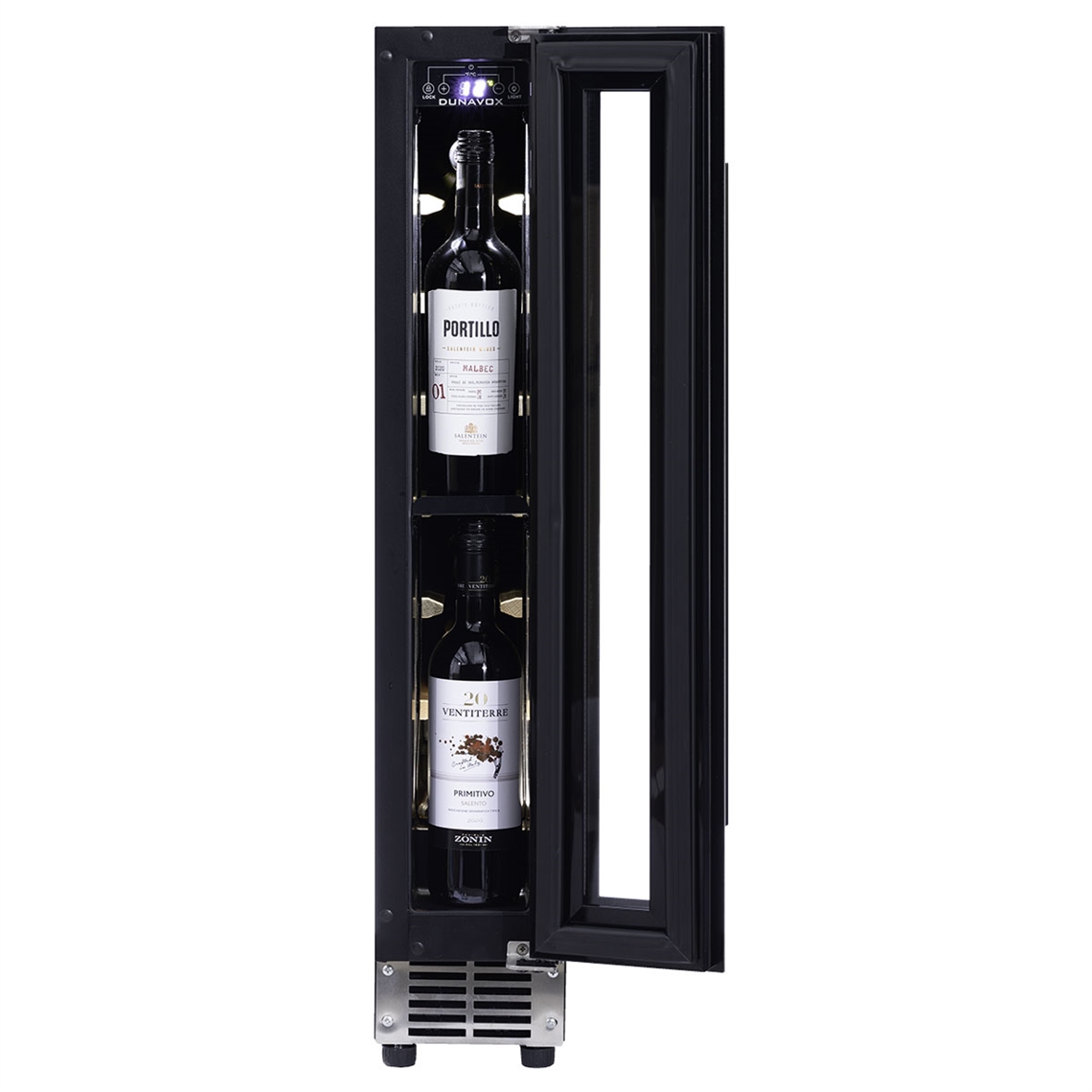 Dunavox Wine Cabinet Flow - Single Temperature Built-In Under Counter - Stainless Steel DAUF-9.22SS